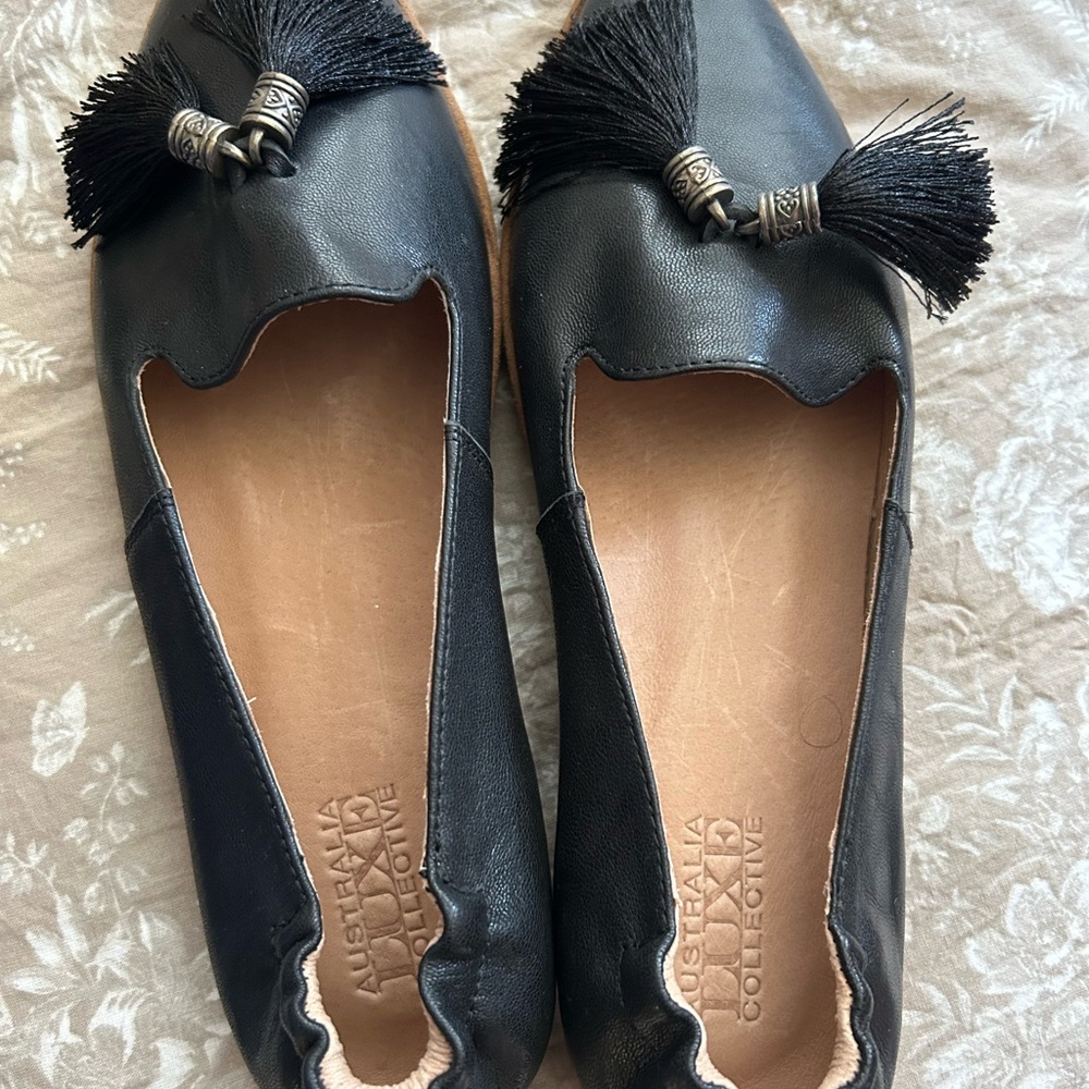 Black Leather Tassel Loafers
